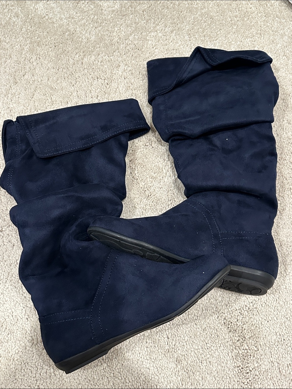 Zigi Soho Navy Fold-Over Knee Boots